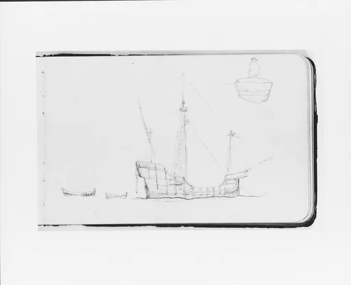 Sketch of a Caravel; Figure in a Boat (from Sketchbook)