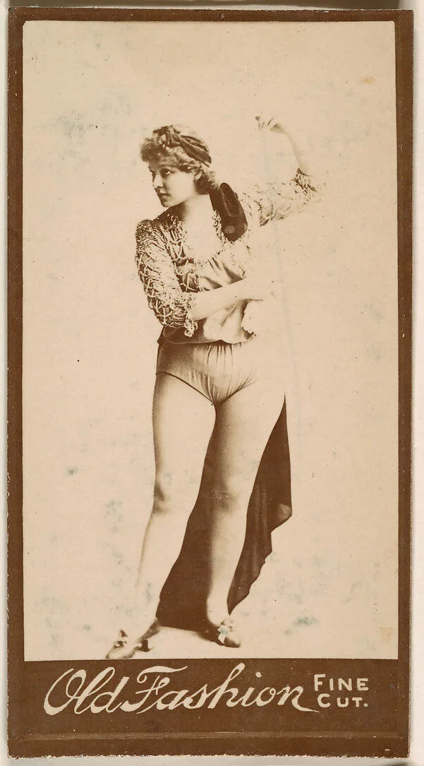 Actress standing with arm aloft, from the Actresses series (N664) promoting Old Fashion Fine Cut Tobacco — Unknown
