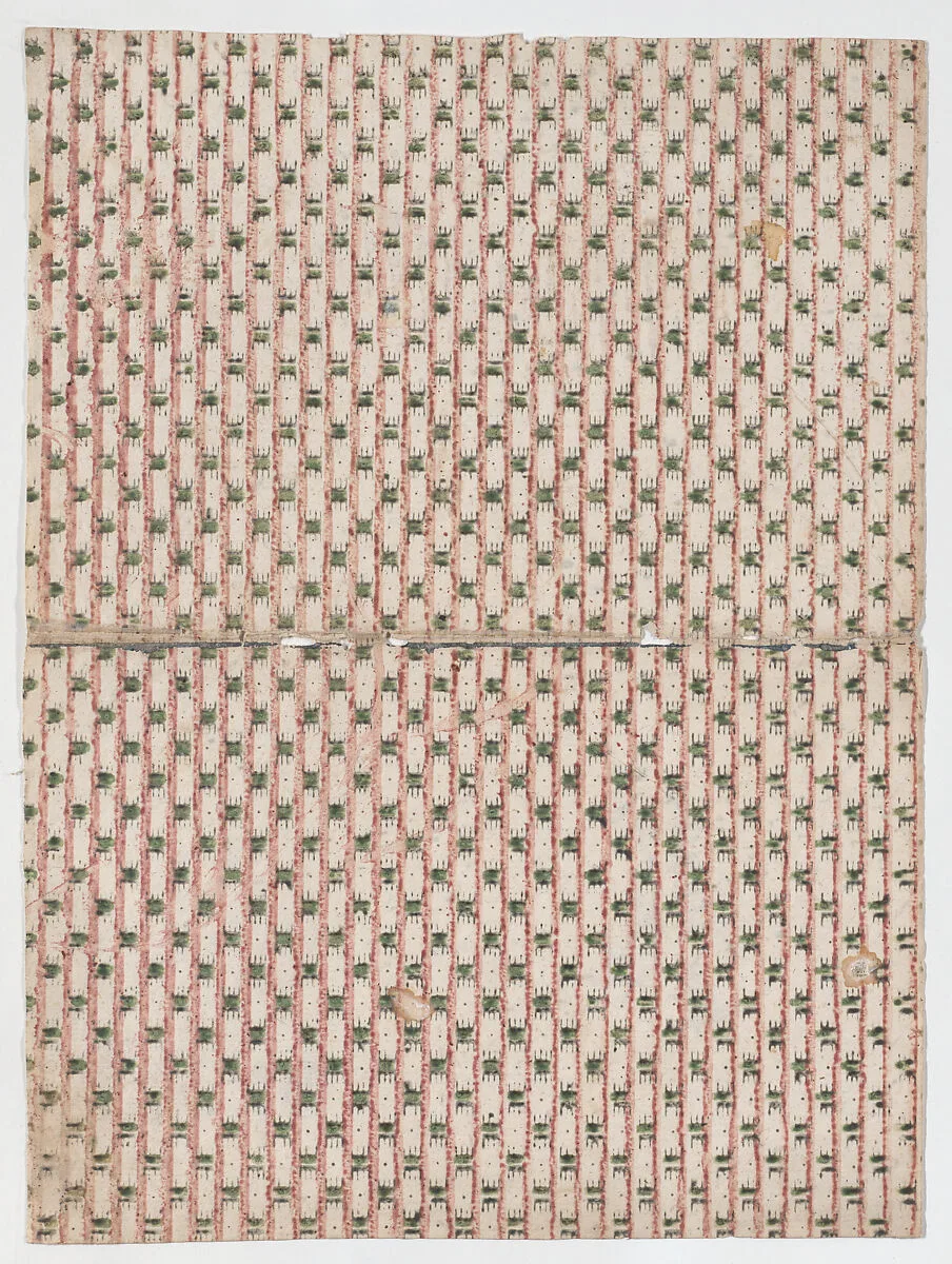 Book cover with overall stripe pattern with geometric designs — Anonymous