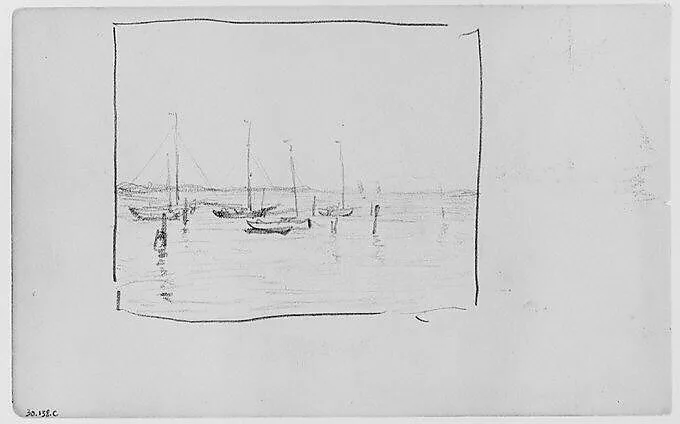 Sailboats on (Long Island?) Sound (from Sketchbook) — Henry Ward Ranger