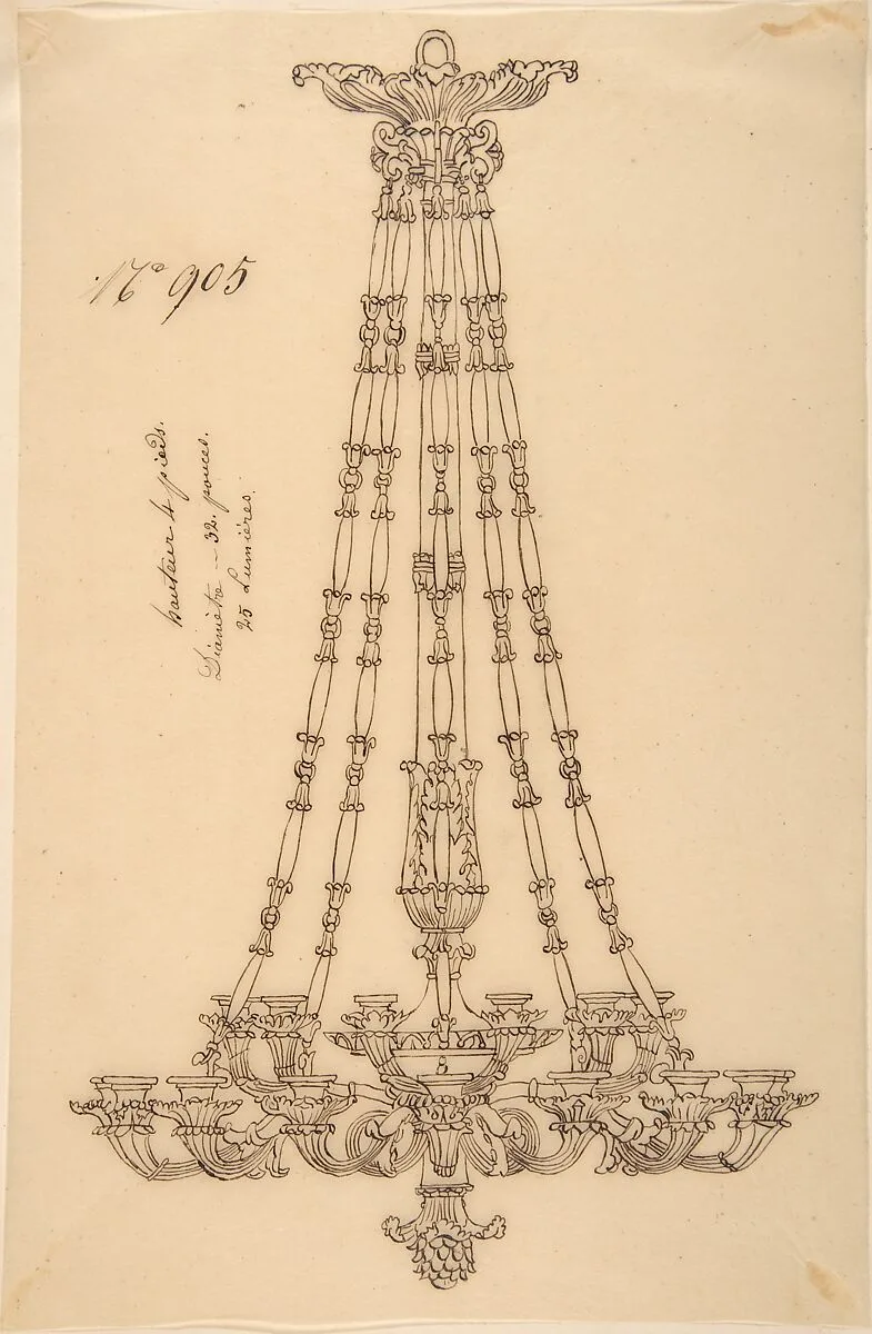 Design for a Hanging Chandelier — Anonymous, French, 19th century