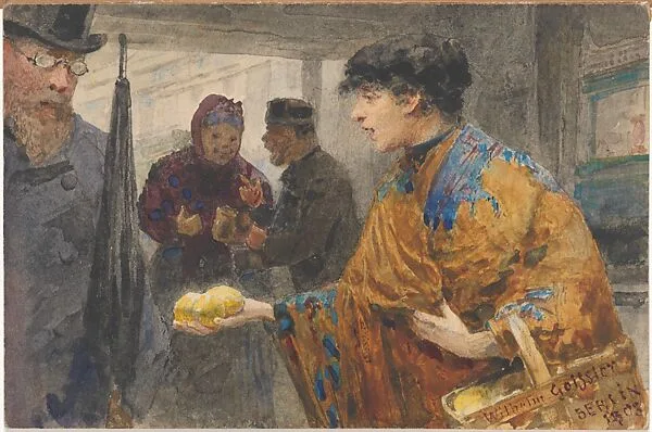 Woman in oriental dress selling lemons — Wilhelm Geissler