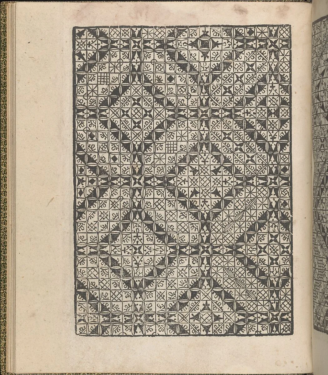 Giardineto novo di punti tagliati et gropposi per exercitio & ornamento delle donne (Venice 1554), page 16 (verso) — Lloyd, Wallis & Lloyd|Matteo Pagano