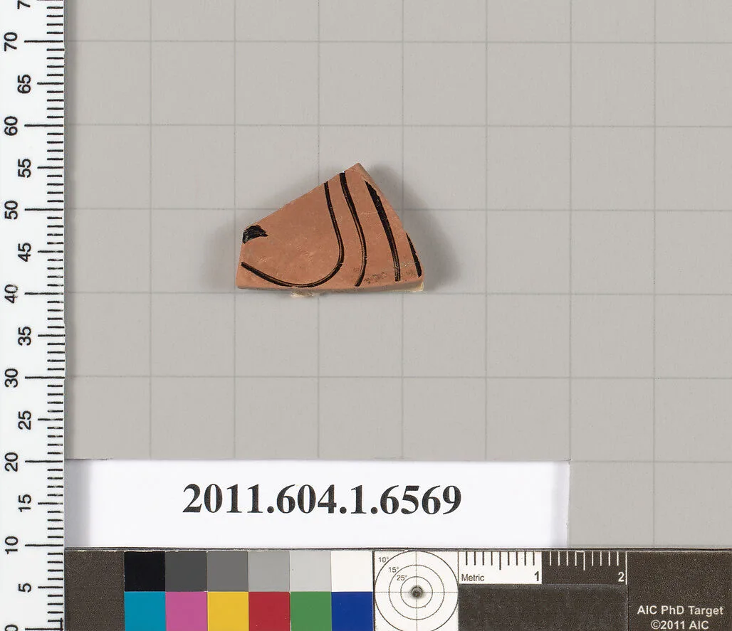 Terracotta fragment of a kylix (drinking cup) — Colmar Painter