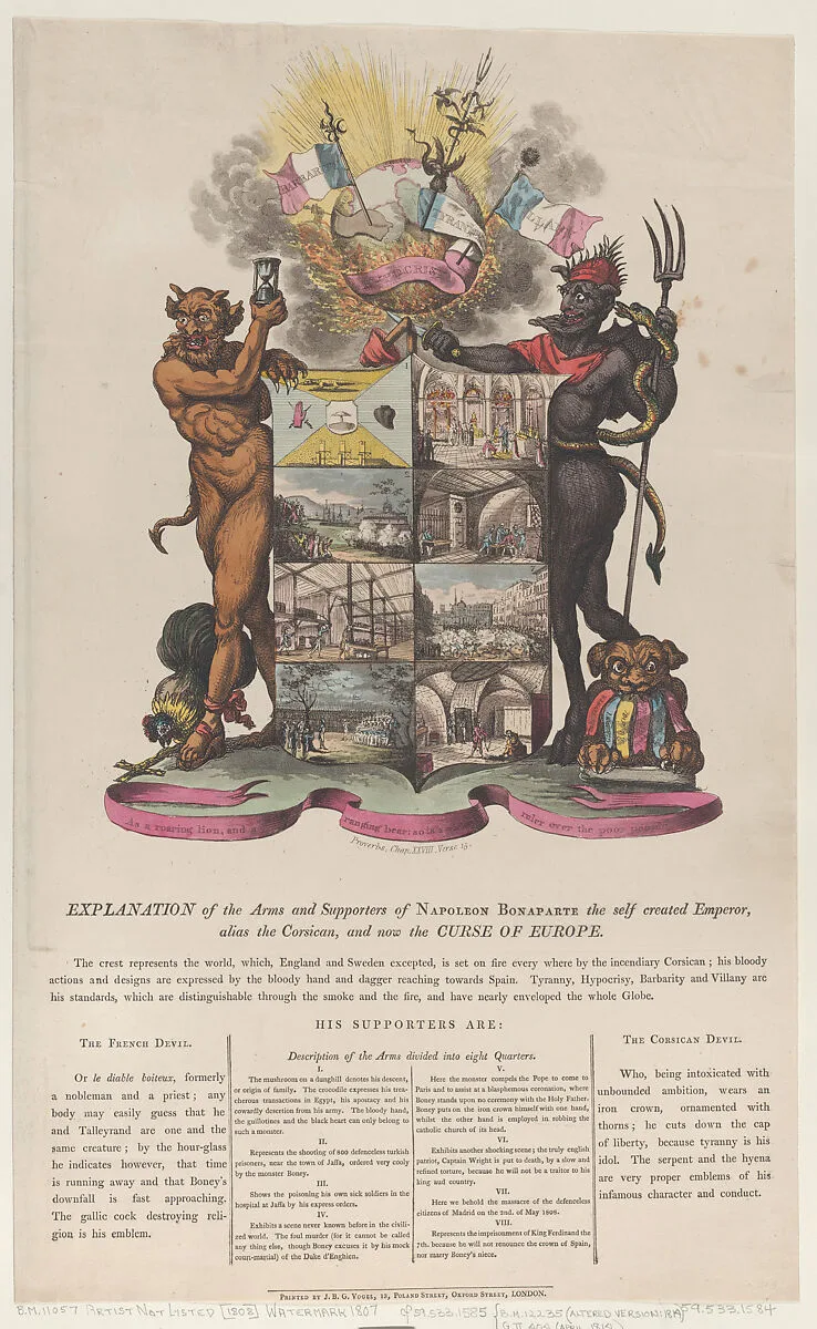 Explanation of the Arms and Supporters of Napoleon Bonaparte — J.B.G. Vogel|Anonymous, British, 19th century