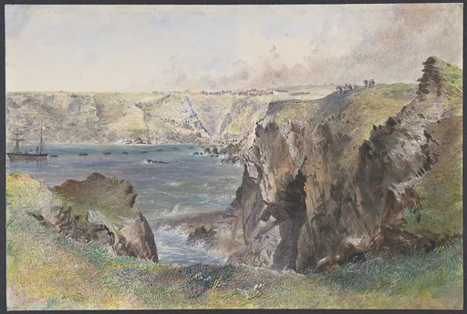 Foilhummerum Bay, Valentia, from Cromwell Fort: The Caroline Laying the Earthwire on July 21st, 1865