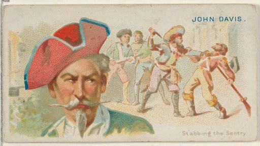 John Davis, Stabbing the Sentry, from the Pirates of the Spanish Main series (N19) for Allen & Ginter Cigarettes