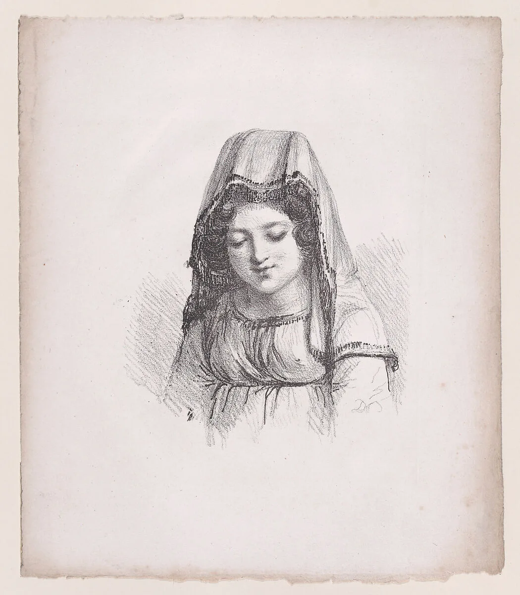 Young girl in peasant dress with veil — baron Dominique Vivant Denon