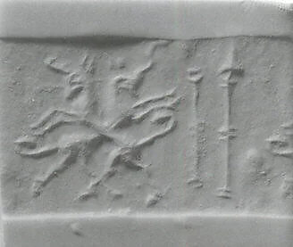 Cylinder seal with animals and divine symbols