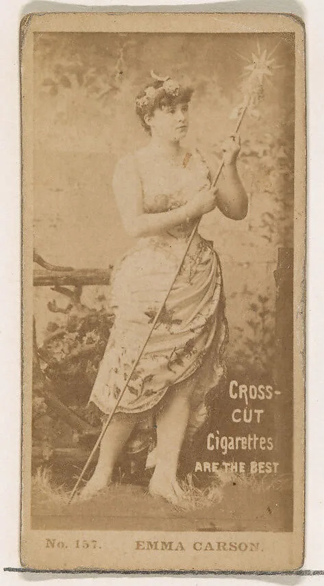 Card Number 157, Emma Carson, from the Actors and Actresses series (N145-2) issued by Duke Sons & Co. to promote Cross Cut Cigarettes — W. Duke, Sons & Co.