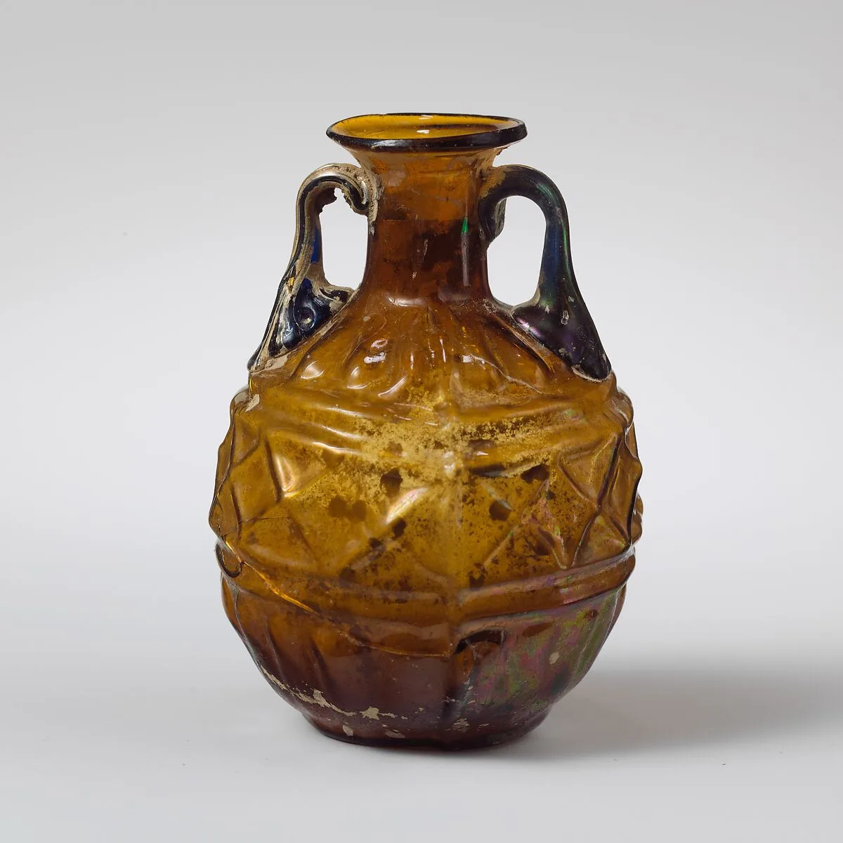 Glass amphoriskos (perfume flask) with band of lozenges — Unknown