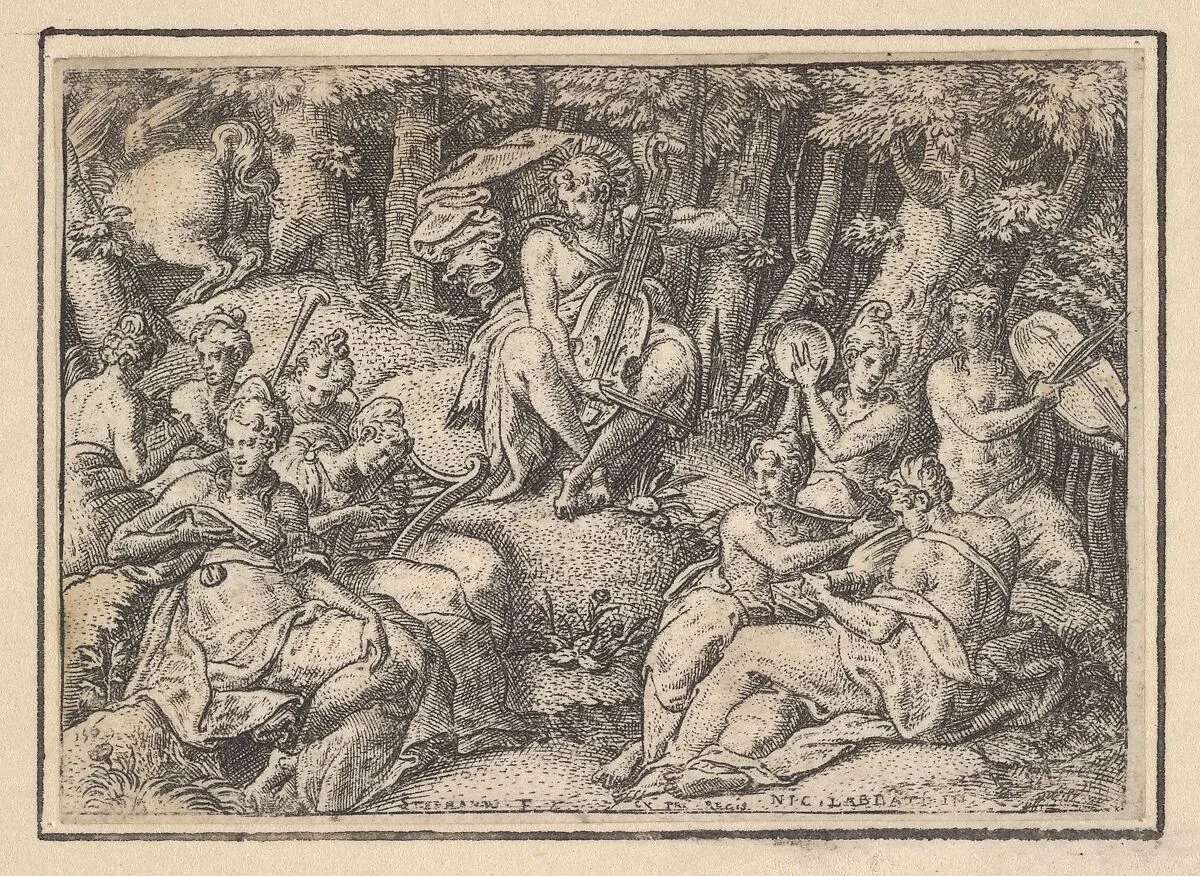 Apollo on Parnassus (Apollon sur le Parnasse) — Etienne Delaune|Nicolo Dell'Abbate