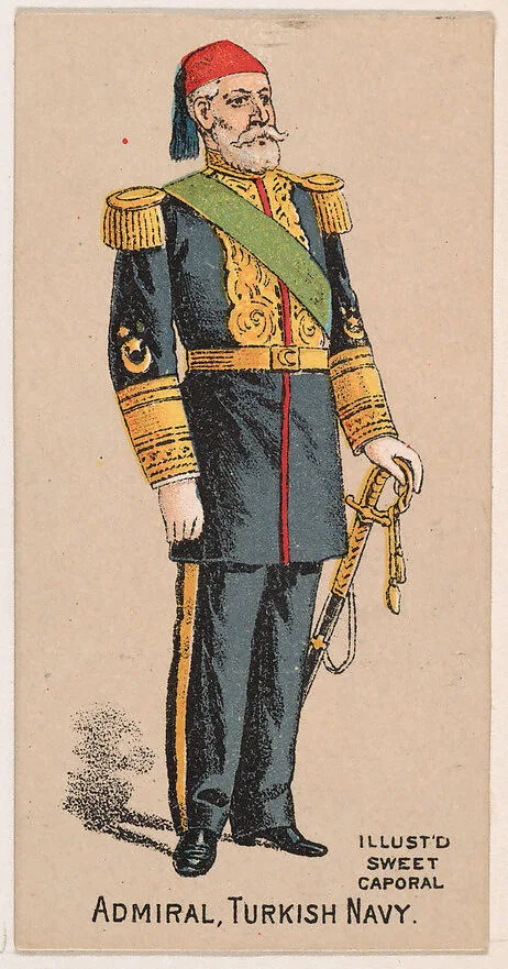 Admiral, Turkish Navy, from the Military Series (N224) issued by Kinney Tobacco Company to promote Sweet Caporal Cigarettes — Kinney Brothers Tobacco Company