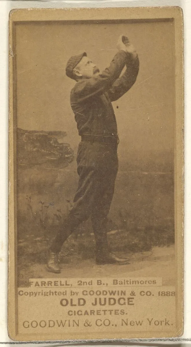 Farrell, 2nd Base, Baltimore Orioles, from the Old Judge series (N172) for Old Judge Cigarettes — Goodwin & Company