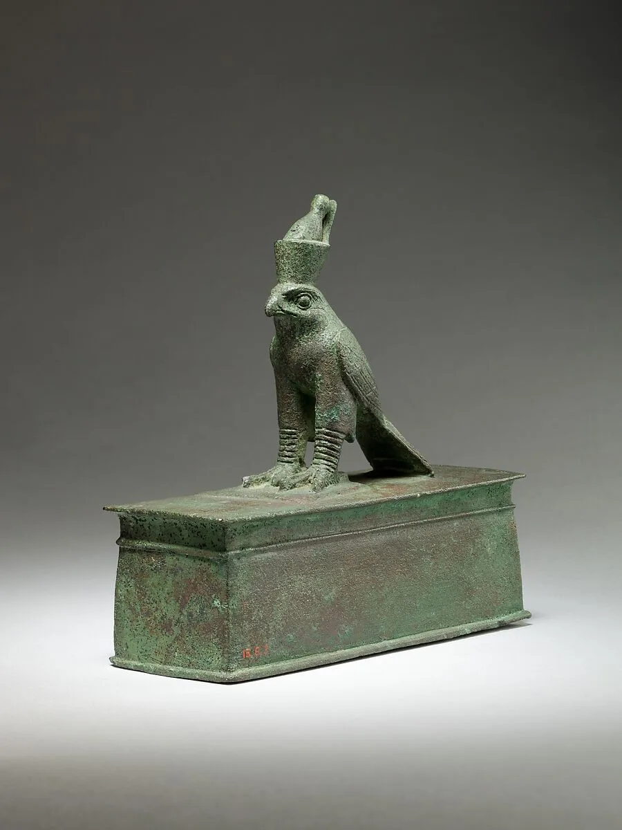 Falcon surmounting box for an animal mummy — Unknown