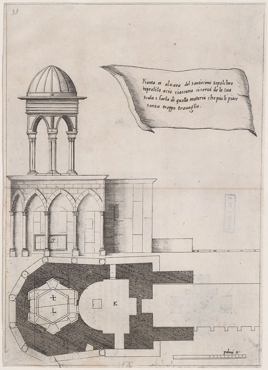 26th Plate, from Trattato delle Piante & Immagini de Sacri Edifizi di Terra Santa (Treatise of the Plans & Images of the Sacred Buildings of the Holy Land) — Jacques Callot|Bernardino Amico|Pietro Cecconcelli