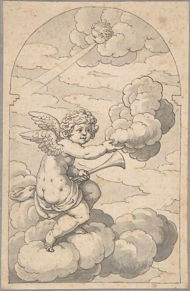 Putto Holding a Cloud and Horn — Crispijn de Passe the Elder