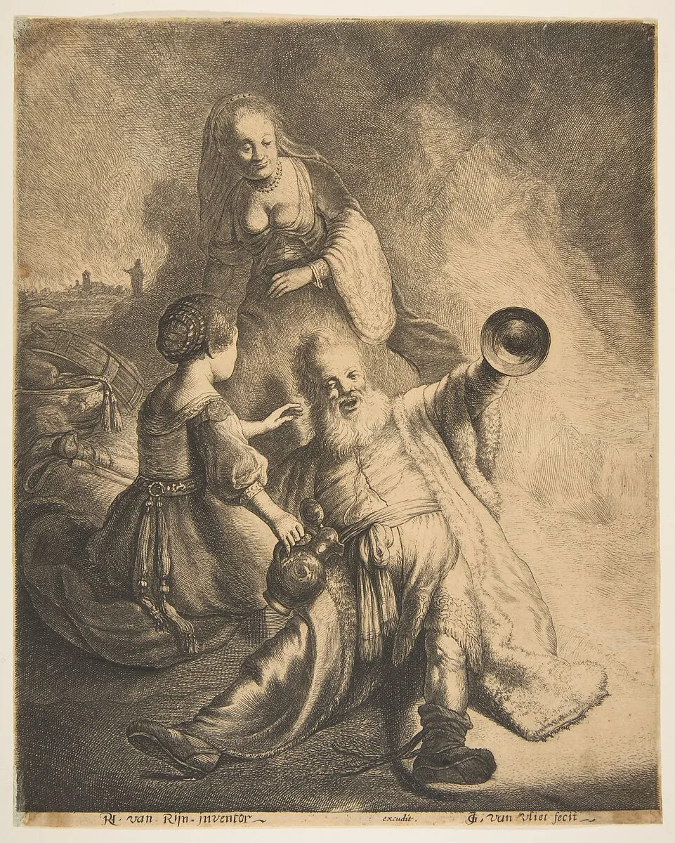 Lot and his Daughters — Jan Georg (Joris) van Vliet|Rembrandt (Rembrandt van Rijn)