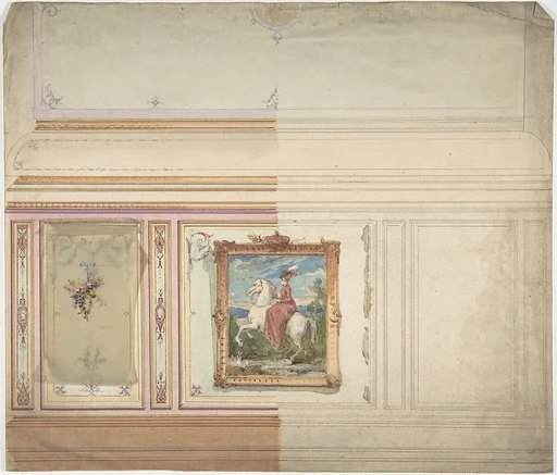 Wall Design including an Equestrienne Portrait