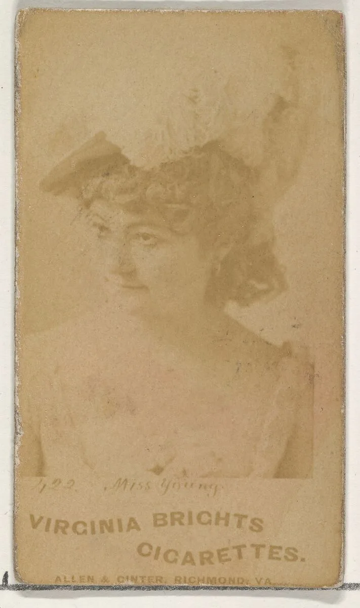 Card 422, Miss Young, from the Actors and Actresses series (N45, Type 1) for Virginia Brights Cigarettes — Allen & Ginter
