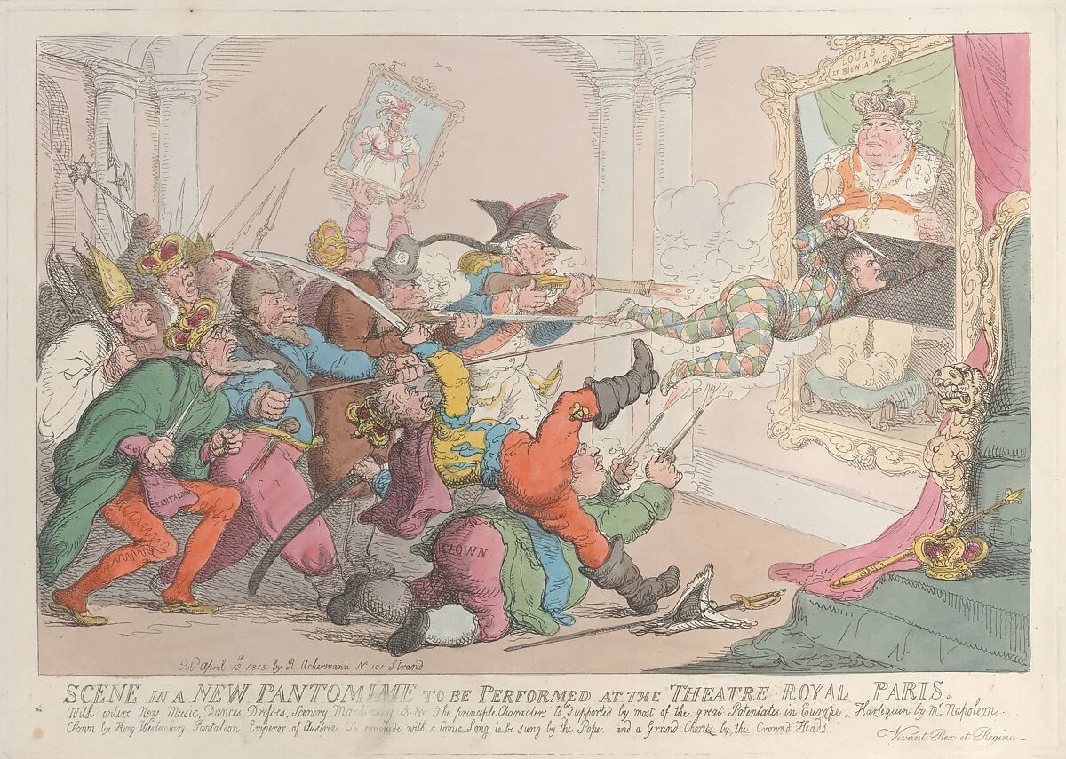 Scene in a New Pantomime to be Performed at the Theatre Royal Paris — Rudolph Ackermann, London|Thomas Rowlandson|Napoléon Bonaparte