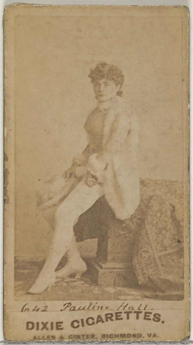 Card 642, Pauline Hall, from the Actors and Actresses series (N45, Type 7) for Dixie Cigarettes — Allen & Ginter
