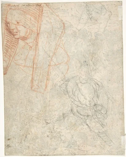 Head of a Woman and Sketch of a Figure (?)