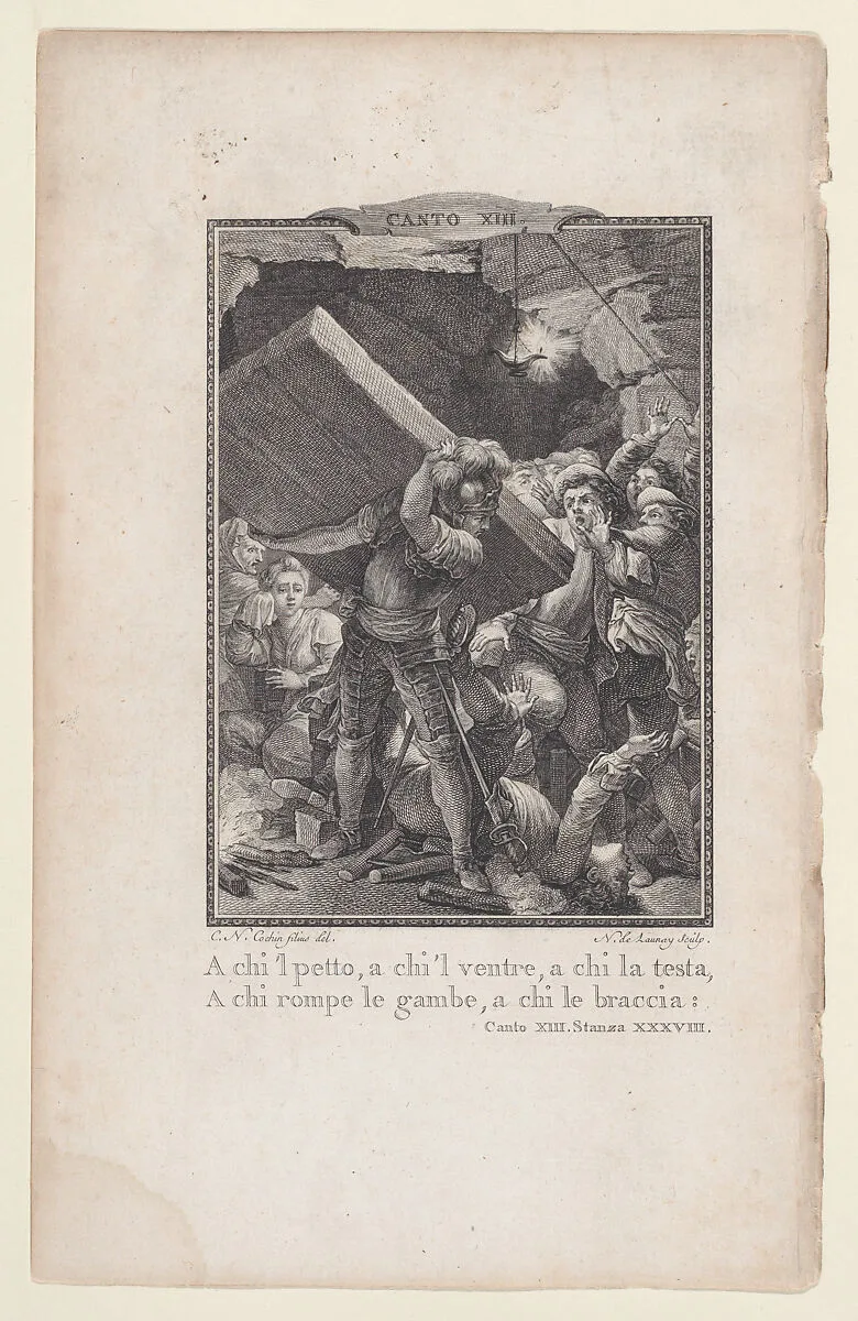 Canto 13, Stanza 38, from "Orlando Furioso" — Nicolas de Launay|Ludovico Ariosto|Charles Monnet|G. Baskerville