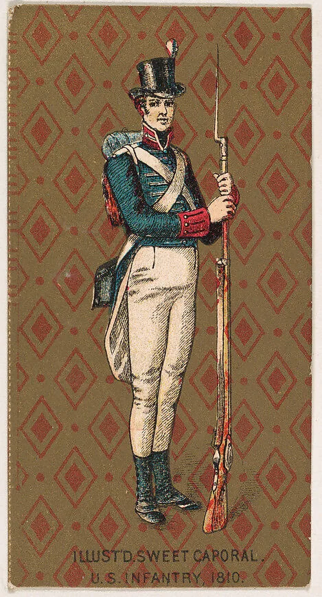 Infantry, United States Army, 1810, from the Military Series (N224) issued by Kinney Tobacco Company to promote Sweet Caporal Cigarettes — Kinney Brothers Tobacco Company