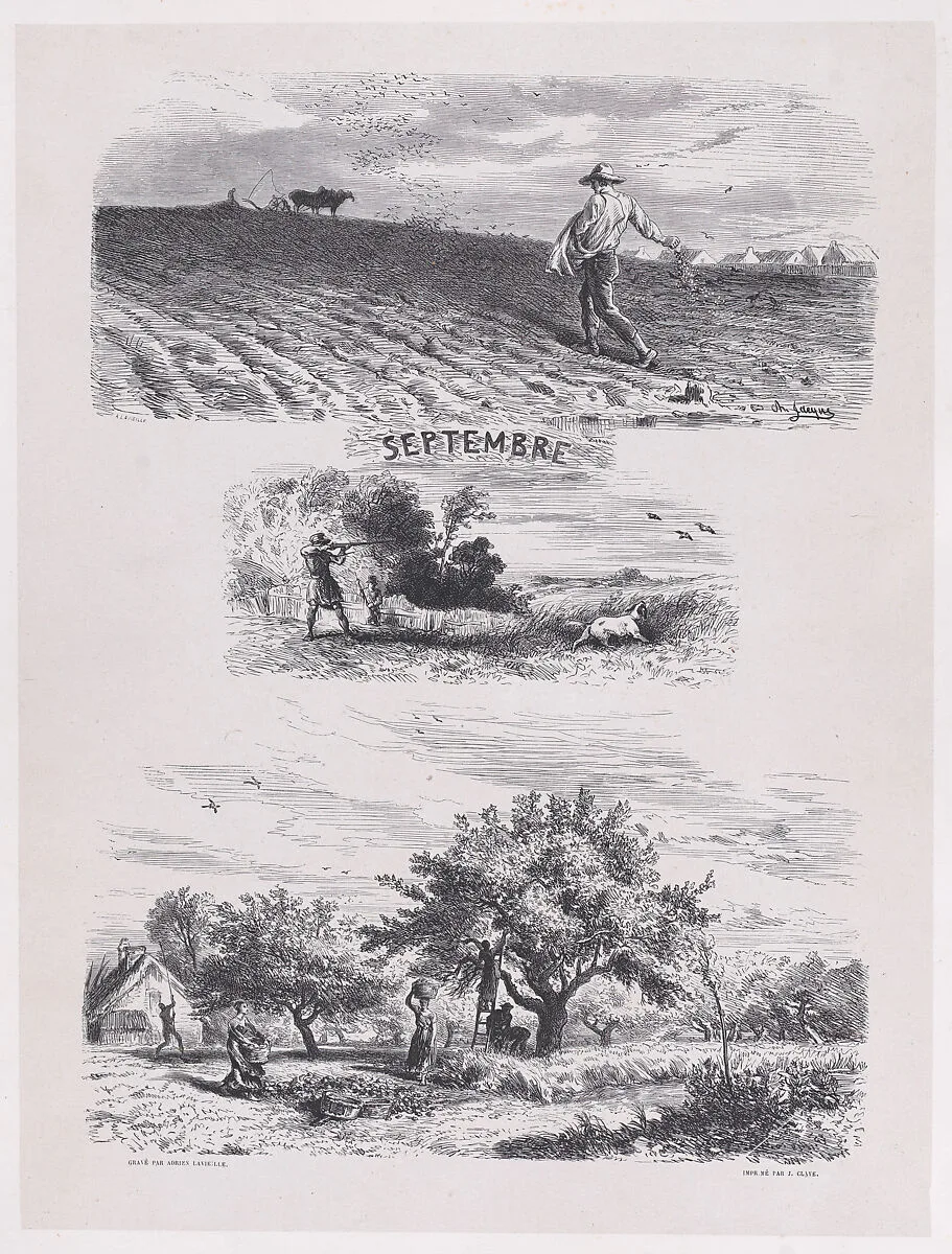 September, from "Album of Rustic Subjects" — Charles Jacque|Jacques-Adrien Lavieille|Imprimerie de Jules Claye