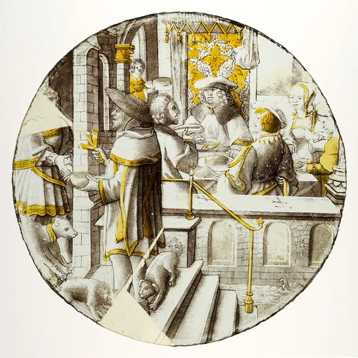 Roundel with Lazarus at the House of Dives