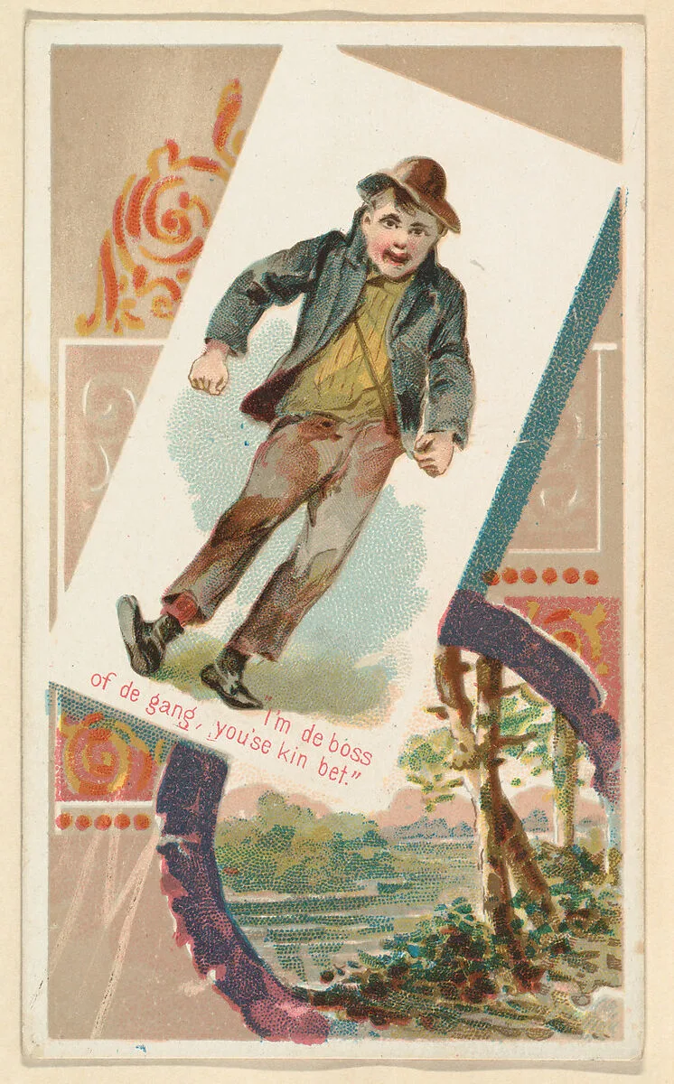 "I'm de boss of de gang, you'se kin bet," from the Terrors of America set (N136) issued by Duke Sons & Co. to promote Honest Long Cut Tobacco — W. Duke, Sons & Co.|Knapp & Company