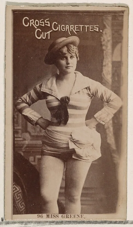 Card Number 96, Miss Greene, from the Actors and Actresses series (N145-2) issued by Duke Sons & Co. to promote Cross Cut Cigarettes — W. Duke, Sons & Co.