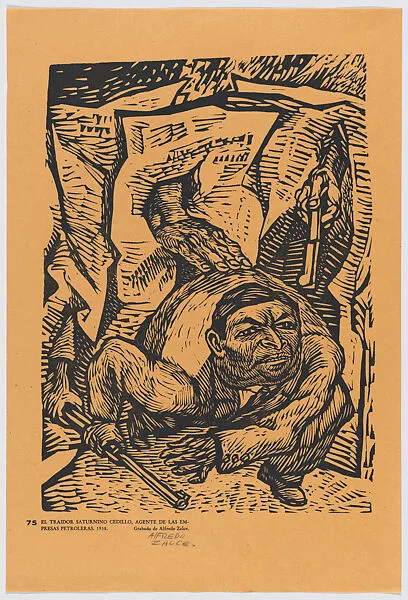 Plate 75: the traitor Saturnino Cedillo agent of the foreign petroleum companies, from the portfolio 'Estampas de la revolución Mexicana' (prints of the Mexican Revolution) — Taller de Gráfica Popular|Alfredo Zalce