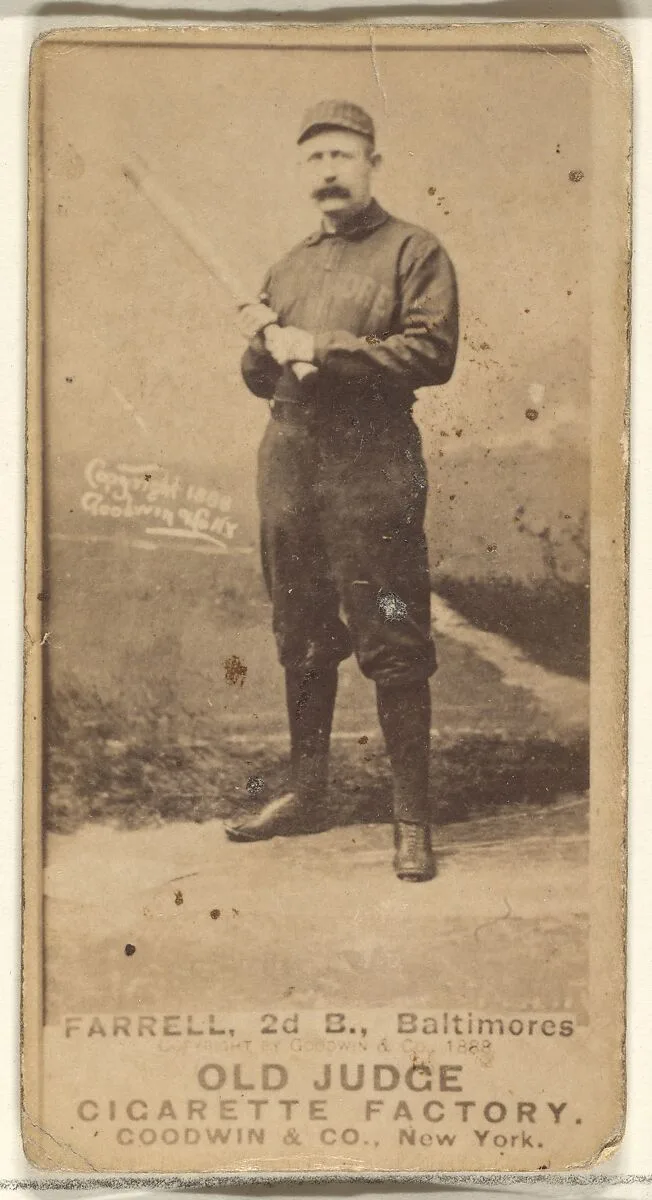 Farrell, 2nd Base, Baltimore Orioles, from the Old Judge series (N172) for Old Judge Cigarettes — Goodwin & Company