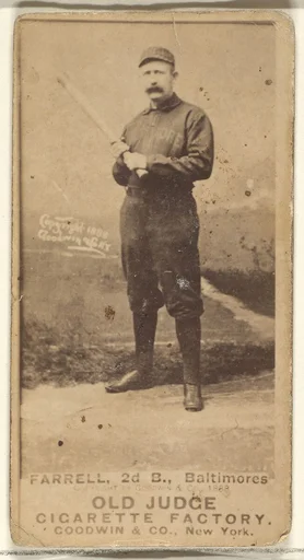 Farrell, 2nd Base, Baltimore Orioles, from the Old Judge series (N172) for Old Judge Cigarettes