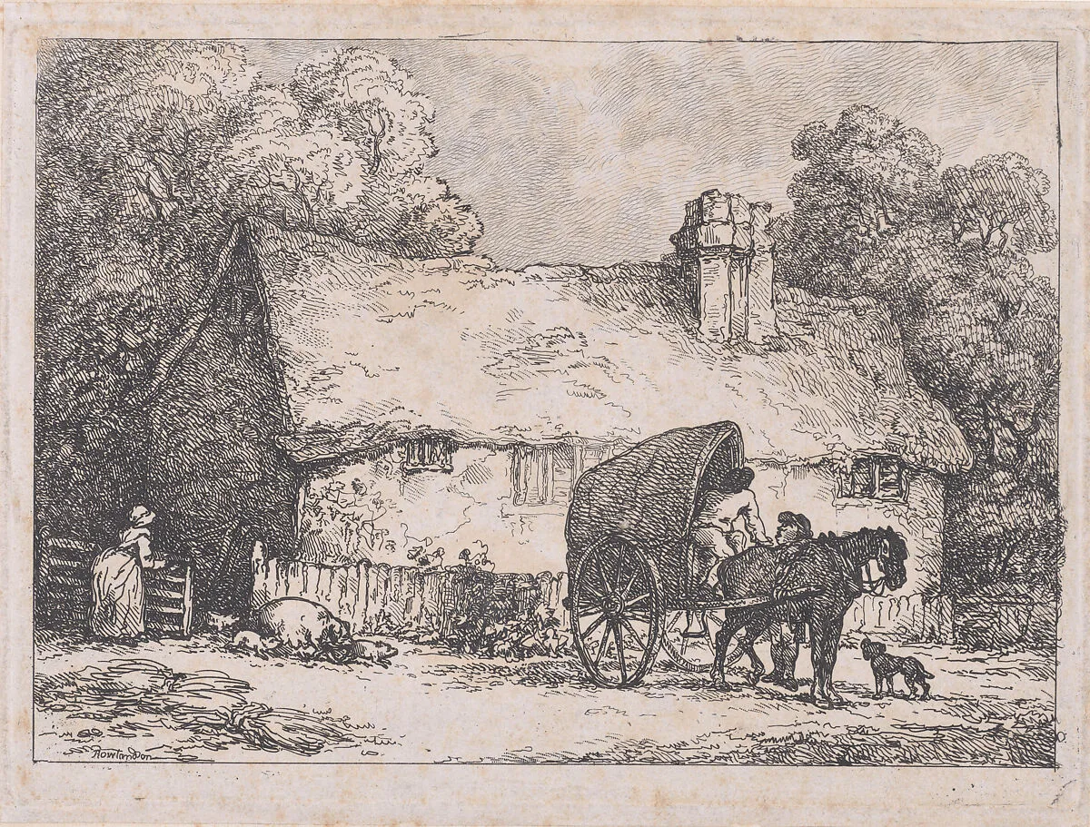 Cottage with Cart and Pigs — Thomas Rowlandson