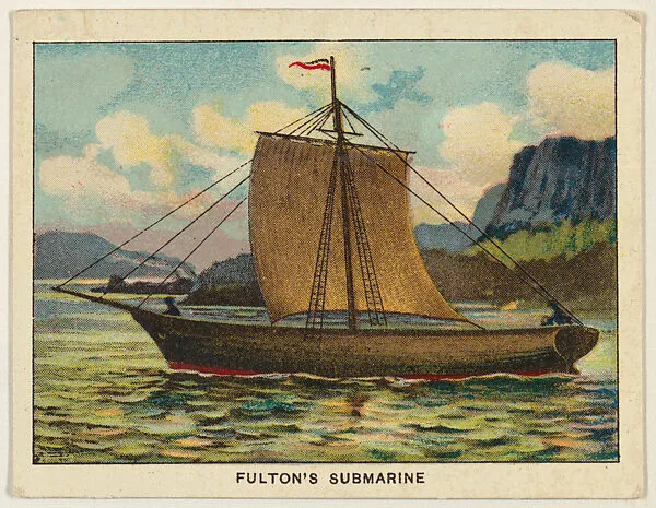 Fulton's Submarine, from the "Hudson-Fulton" series (T72), issued with Turkey Red Cigarettes by the American Tobacco Company — American Tobacco Company