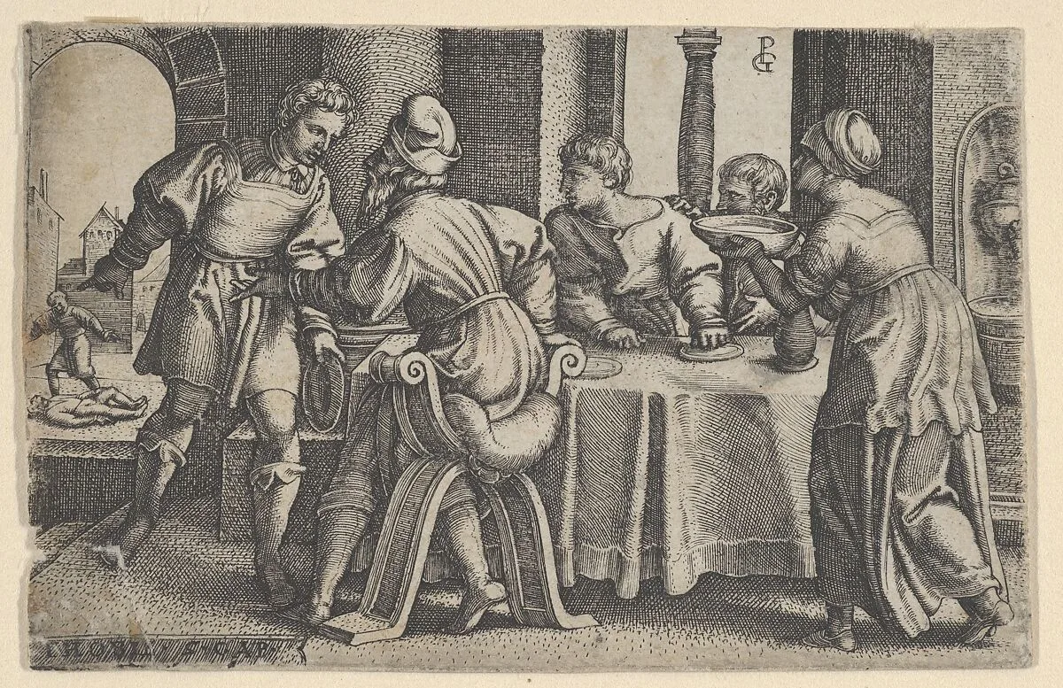 Tobias Leaving the Table, from "The Story of Tobias" — Georg Pencz