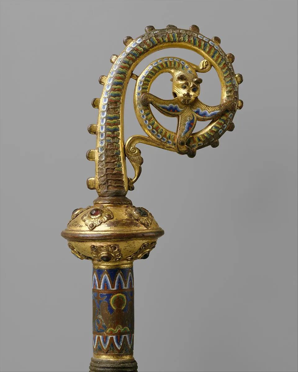Head of a Crozier with a Serpent Devouring a Flower — Unknown
