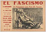 A poster advertising a meeting in Mexico City supported by the Liga Pro-cultura Alemana relating to the subject of Antisemitism as a Fascist Weapon — Taller de Gráfica Popular|Isidoro Ocampo, Mexican