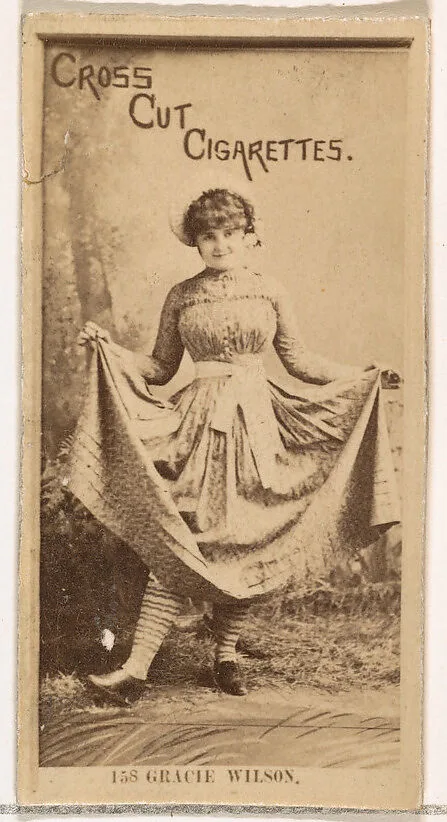Card Number 158, Gracie Wilson, from the Actors and Actresses series (N145-2) issued by Duke Sons & Co. to promote Cross Cut Cigarettes — W. Duke, Sons & Co.