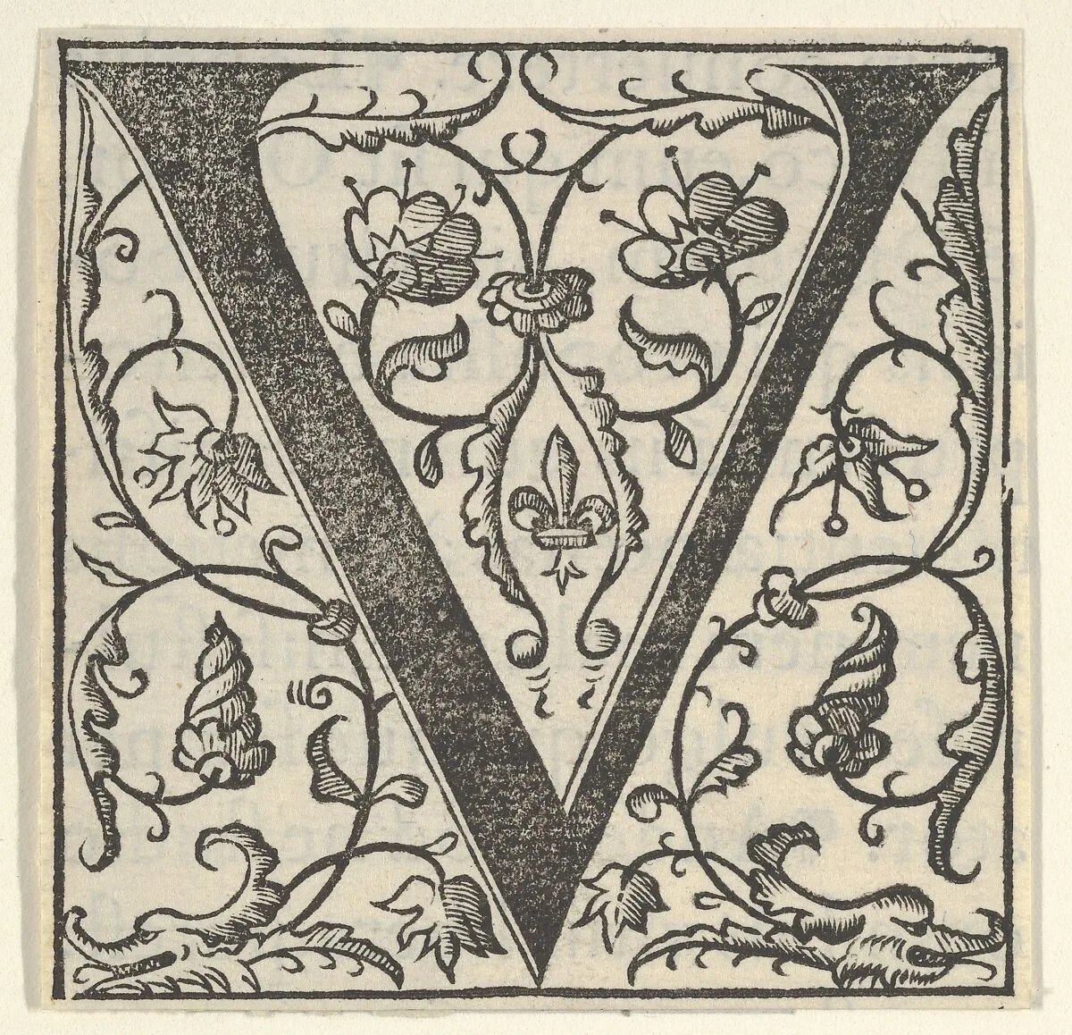 Initial letter V with garlands — Unknown