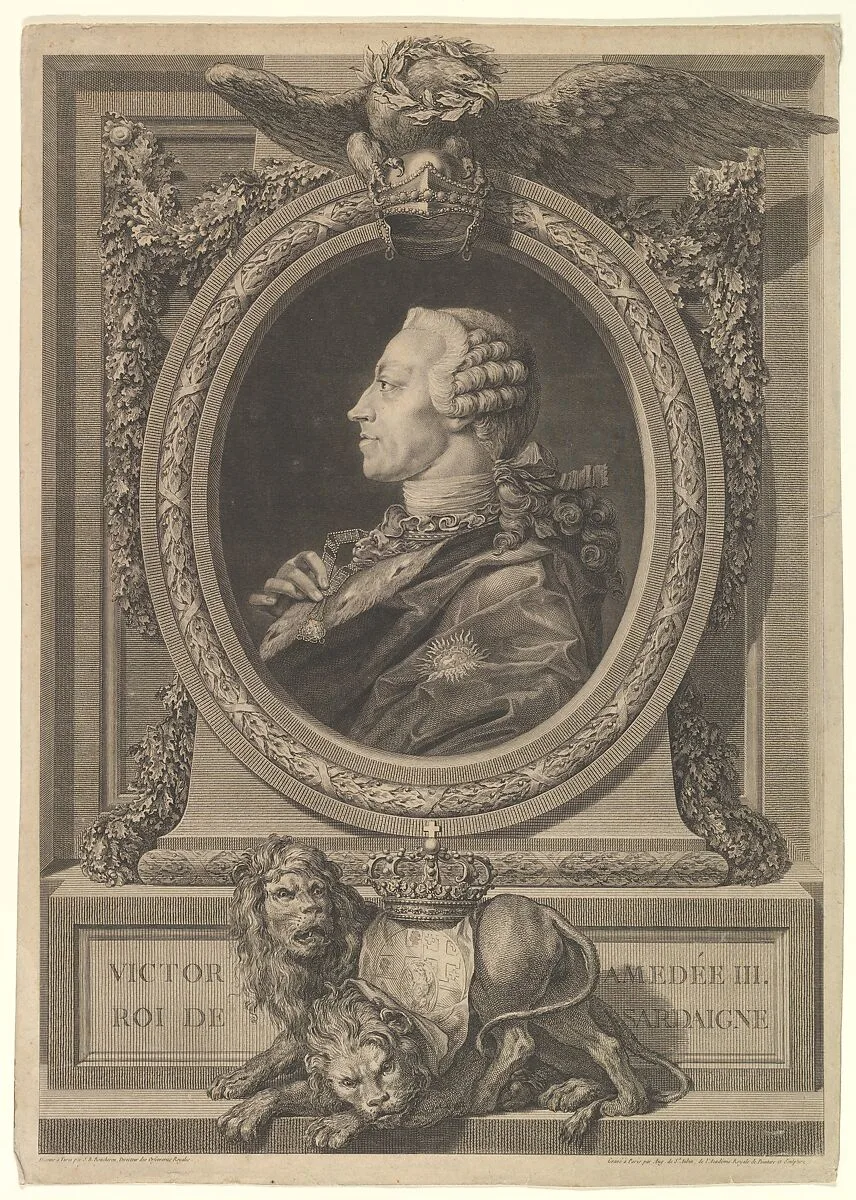 Portrait of Victor Amédée, roi de Sairdaigne — Augustin de Saint-Aubin|Jean-Baptiste Boucheron