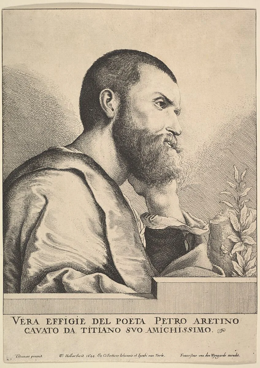 Pietro Aretino — Wenceslaus Hollar|Pietro Aretino|Titian (Tiziano Vecellio)|Frans van den Wyngaerde