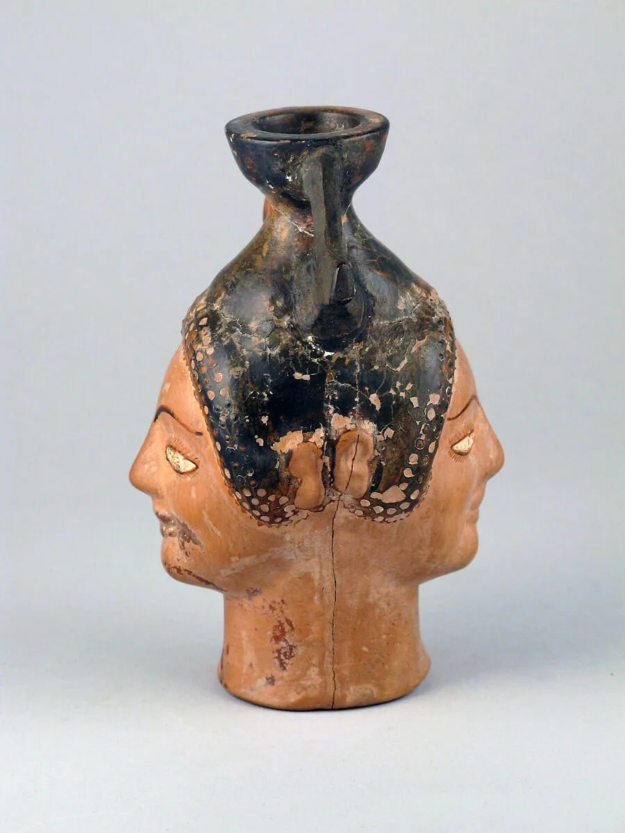 Aryballos in the form of two women's heads conjoined — Unknown