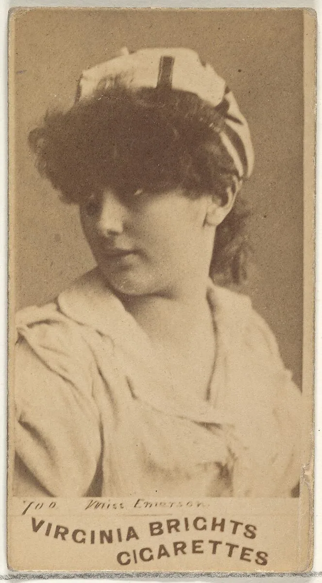 Card 700, Miss Emerson, from the Actors and Actresses series (N45, Type 1) for Virginia Brights Cigarettes — Allen & Ginter