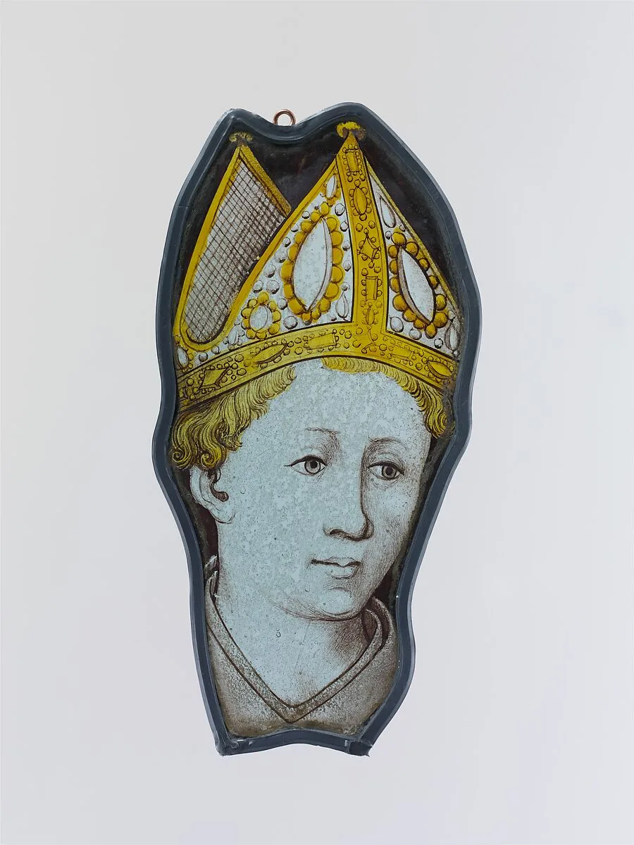 Panel with the Head of a Bishop — Unknown