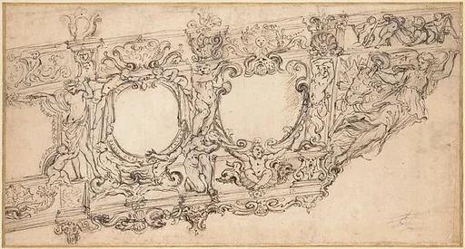 Design for the Prow of a Galley of Pope Urban VIII, with Figures of Victory, Sea Gods, Angels, and the Emblems of the Barberini Family