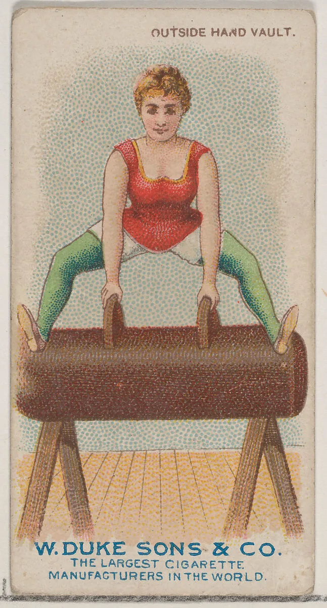 Outside Hand Vault, from the Gymnastic Exercises series (N77) for Duke brand cigarettes — W. Duke, Sons & Co.